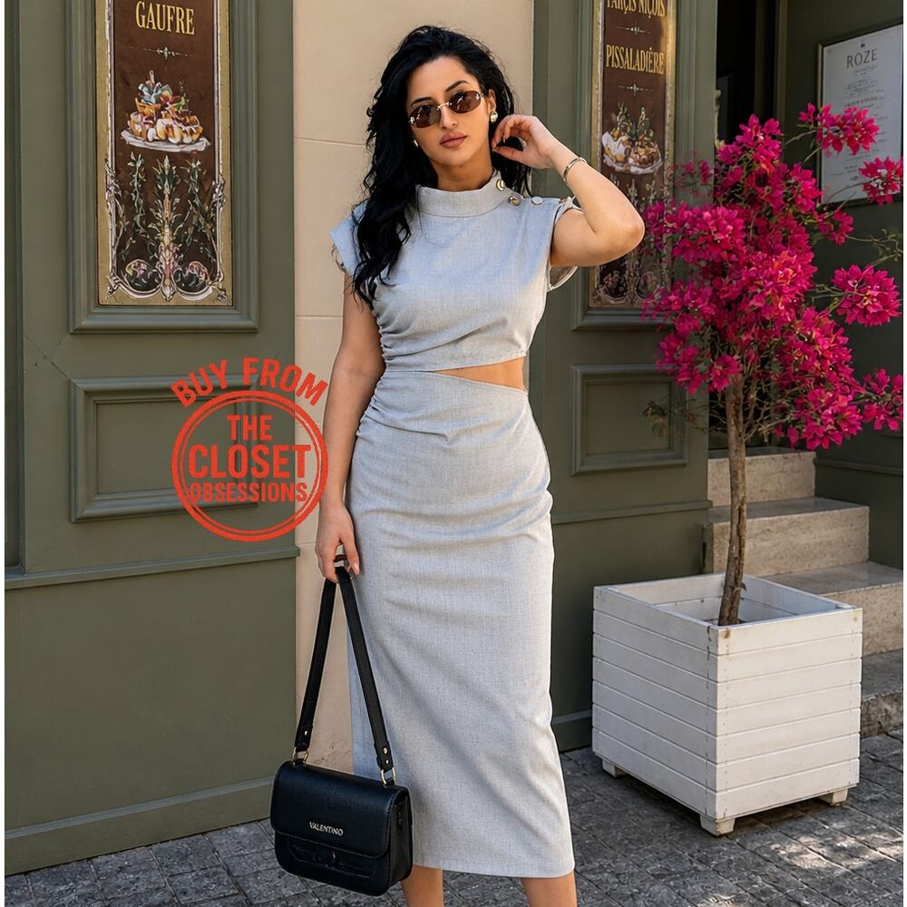 ZARA Blogger Fave High Collar Midi Dress NWT LAST ONE!!! 🩶